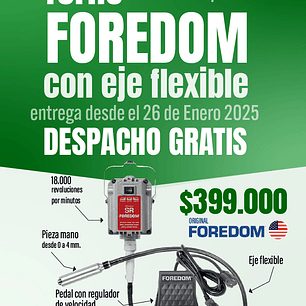 Venta Anticipada. Entrega desde el 26 Enero 2026 -TORNO FOREDOM CON EJE FLEXIBLE 1/6 HP 18.000 R.P.M.