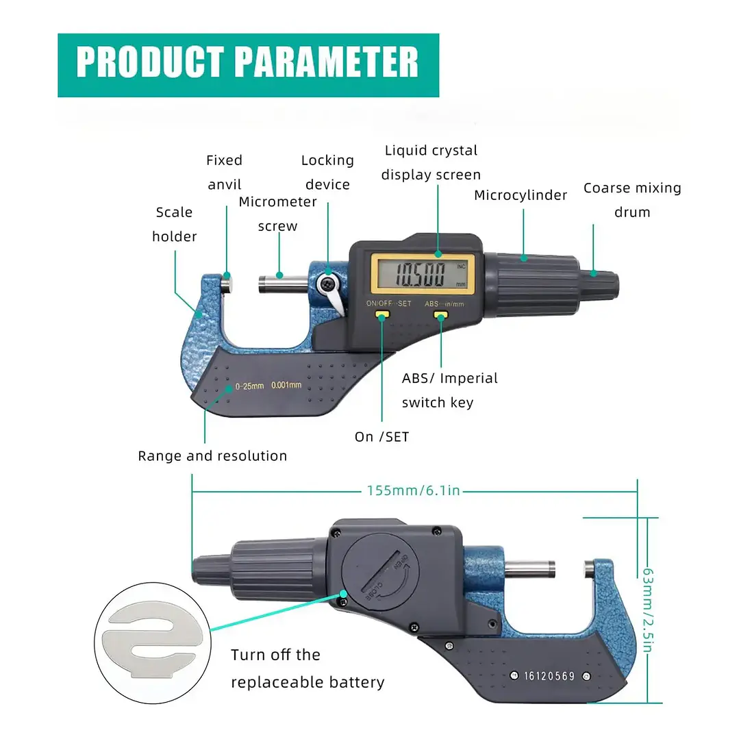 MICROMETRO DIGITAL ALTA PRECISIÓN 0-25 MM EN ESTUCHE  4