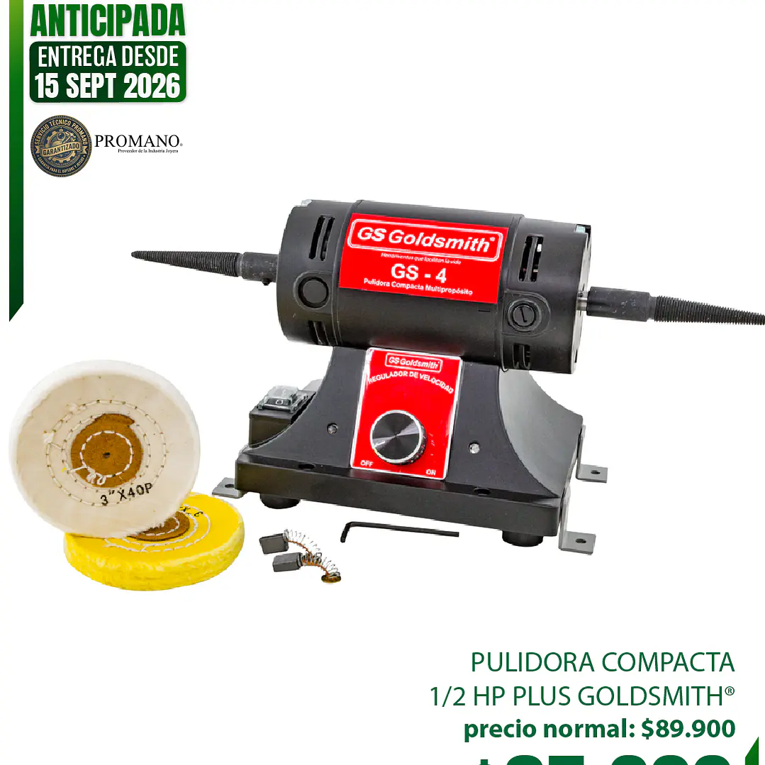 ENTREGA DESDE EL 15 SEPT - PULIDORA COMPACTA 1/2 HP PLUS GOLDSMITH® 1