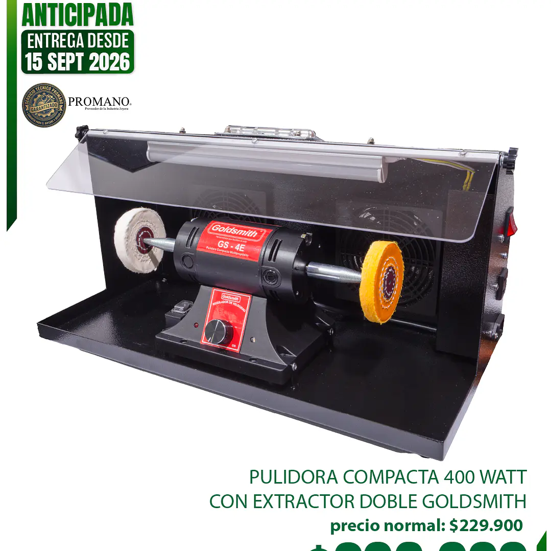 ENTREGA DESDE EL 15 SEPT  - PULIDORA COMPACTA 400 WATT CON EXTRACTOR DOBLE GOLDSMITH  1