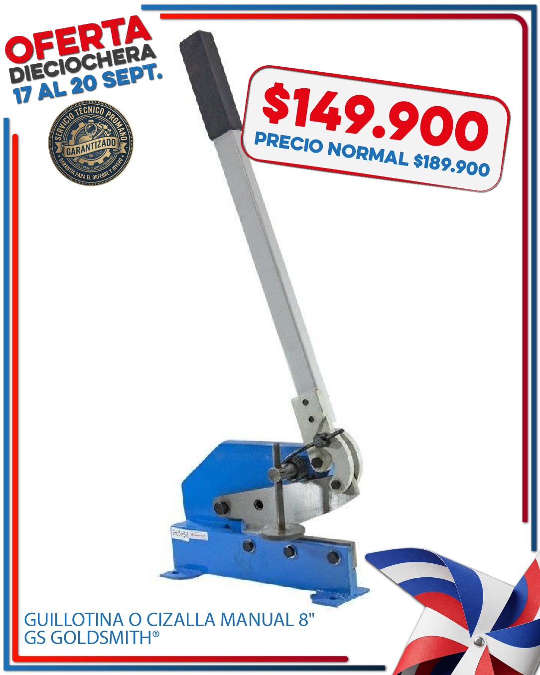 CIZALLA/GUILLOTINA 8 PARA CORTE DE PLANCHAS GOLDSMITH