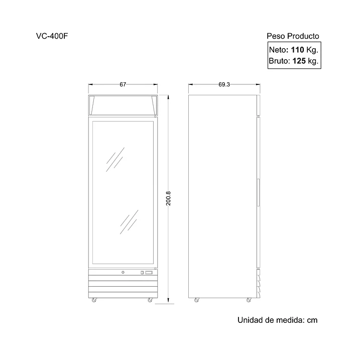 Freezer Vertical 1 Puerta De Vidrio 400 Lts Vc-400F Ventus 6