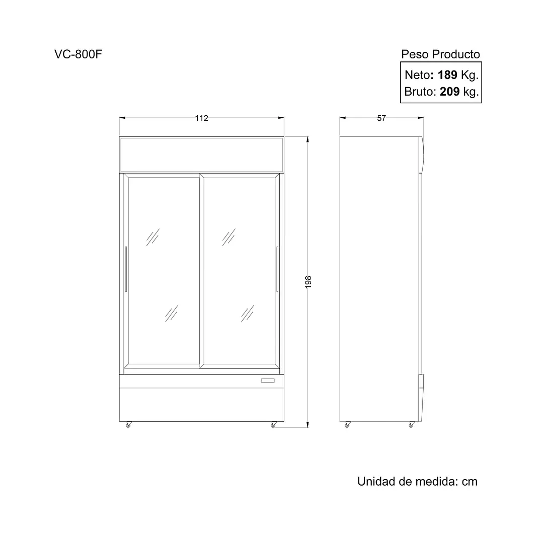 Freezer Vertical 2 Puertas De Vidrio 800 Lts Vc-800F Ventus 7
