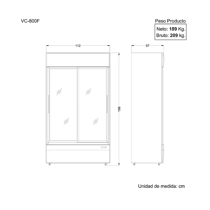 Freezer Vertical 2 Puertas De Vidrio 800 Lts Vc-800F Ventus 7