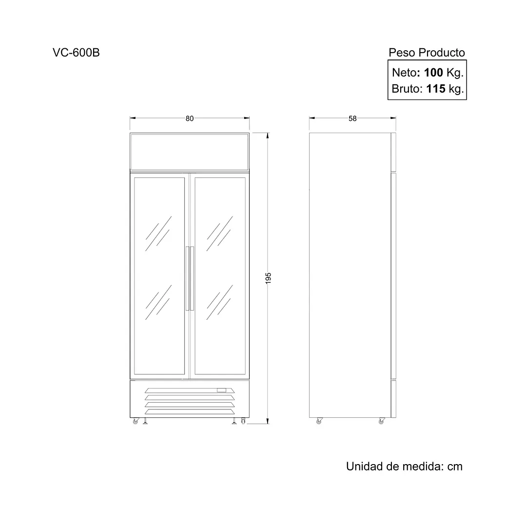 Visicooler 600 Lts 2 Puertas Slim VC-600B Ventus 5