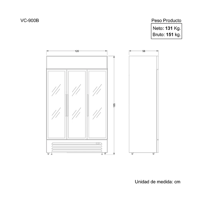 Visicooler 900 Lts 3 Puertas Slim VC-900B Ventus 6