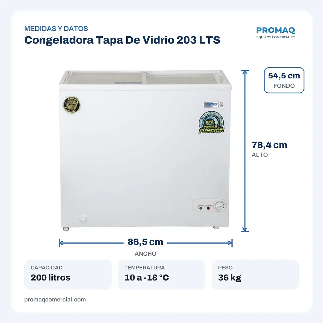 Congeladora Tapa De Vidrio 203 LTS 2
