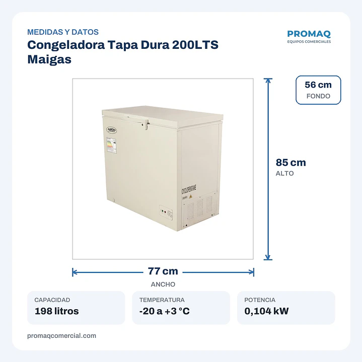 Congeladora Tapa Dura 200LTS Maigas 2