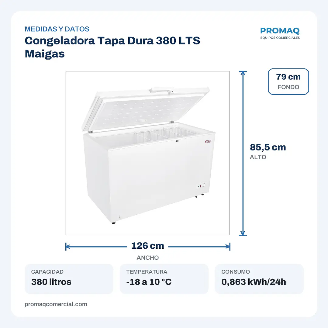 Congeladora Tapa Dura 380 LTS Maigas 2