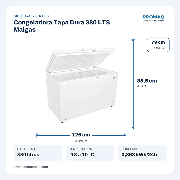 Congeladora Tapa Dura 380 LTS Maigas 2