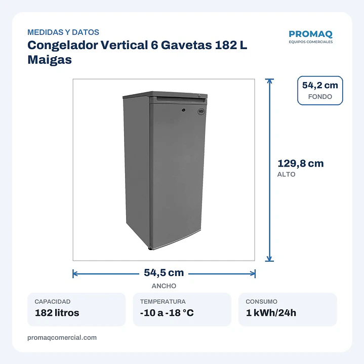Congelador Vertical 6 Gavetas 182 L Maigas 2