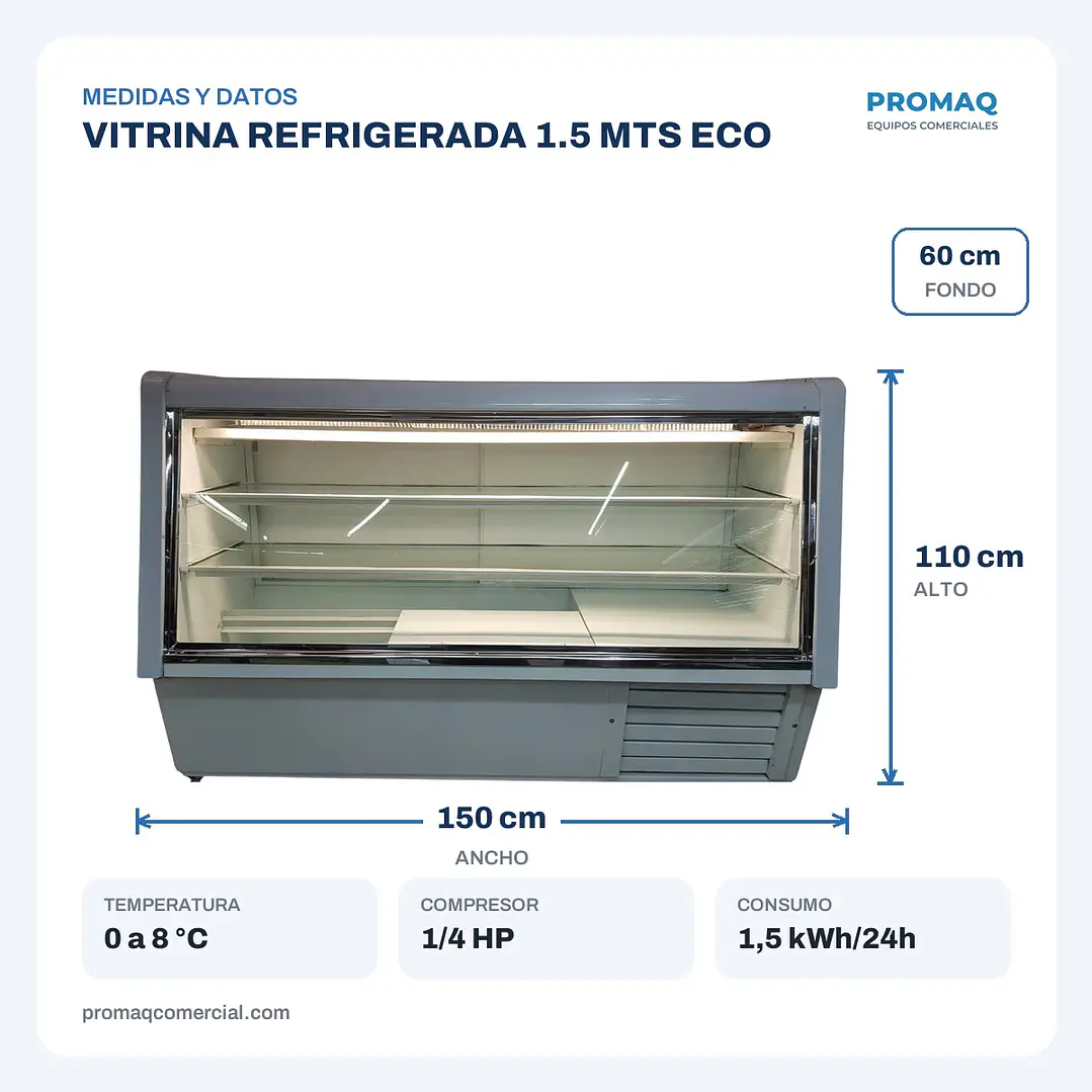 VITRINA REFRIGERADA 1.5 MTS ECO 2