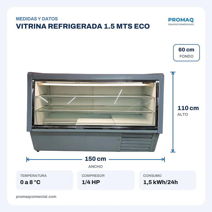 VITRINA REFRIGERADA 1.5 MTS ECO 2