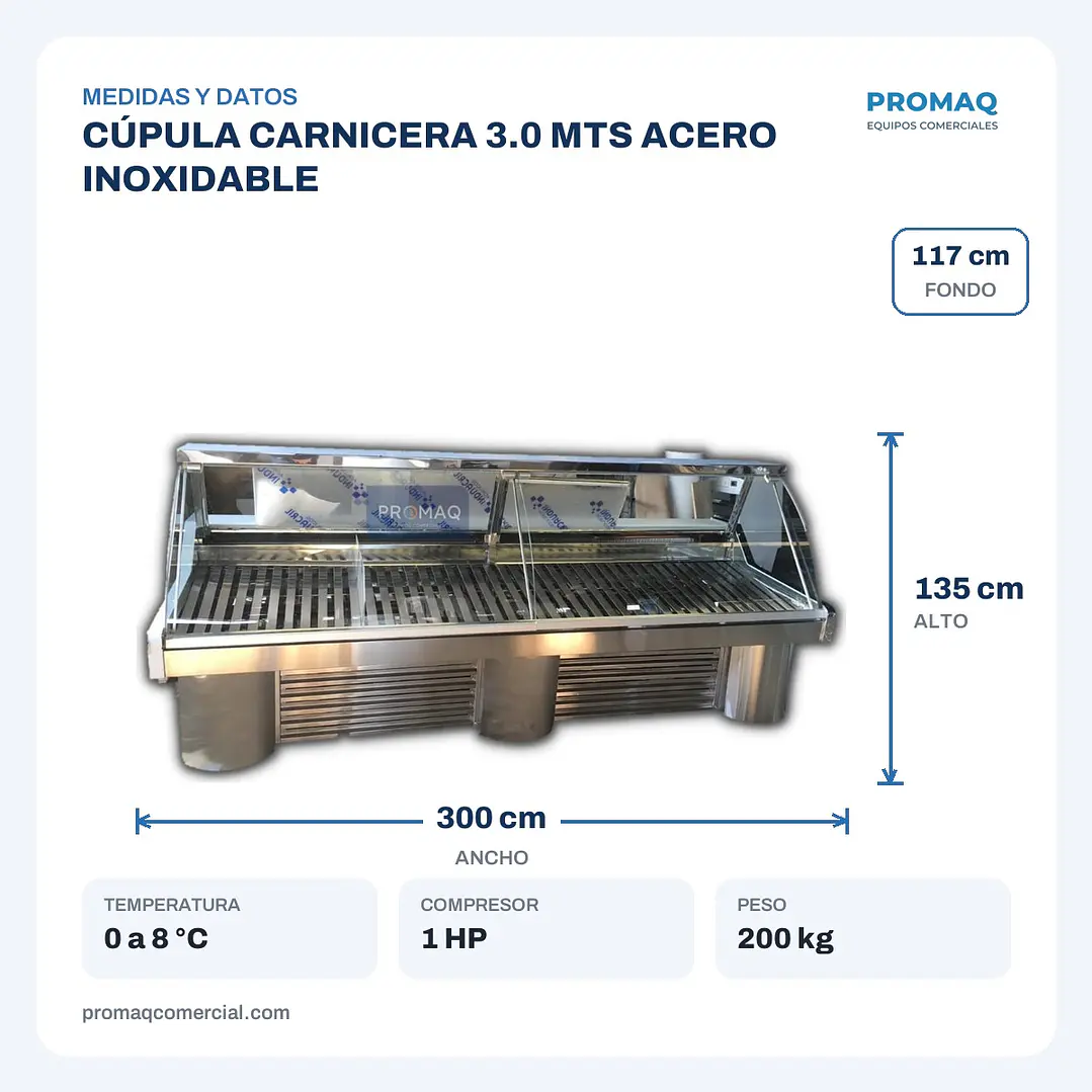 CÚPULA CARNICERA 3.0 MTS ACERO INOXIDABLE 2