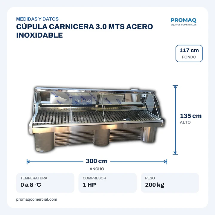 CÚPULA CARNICERA 3.0 MTS ACERO INOXIDABLE 2