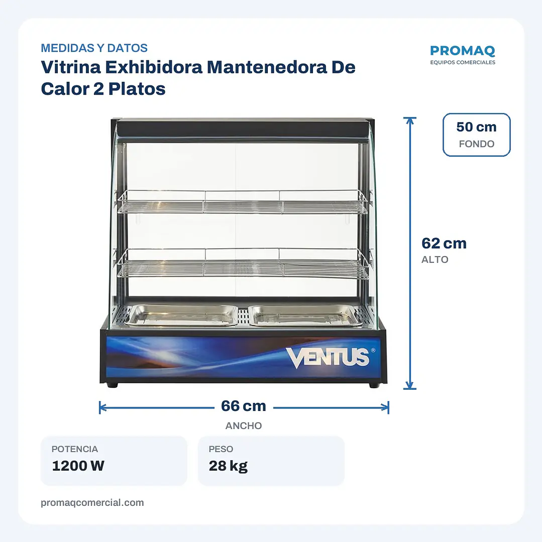  Vitrina Exhibidora Mantenedora De Calor 2 Platos 2