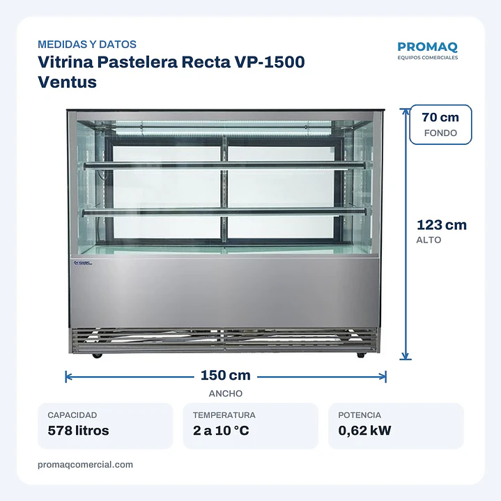 Vitrina Pastelera Recta VP-1500 Ventus 2
