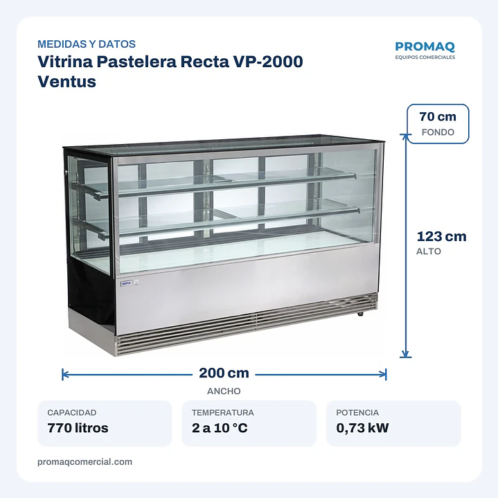 Vitrina Pastelera Recta VP-2000 Ventus 2