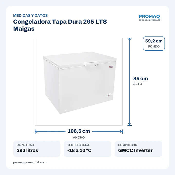 Congeladora Tapa Dura 295 LTS Maigas 2