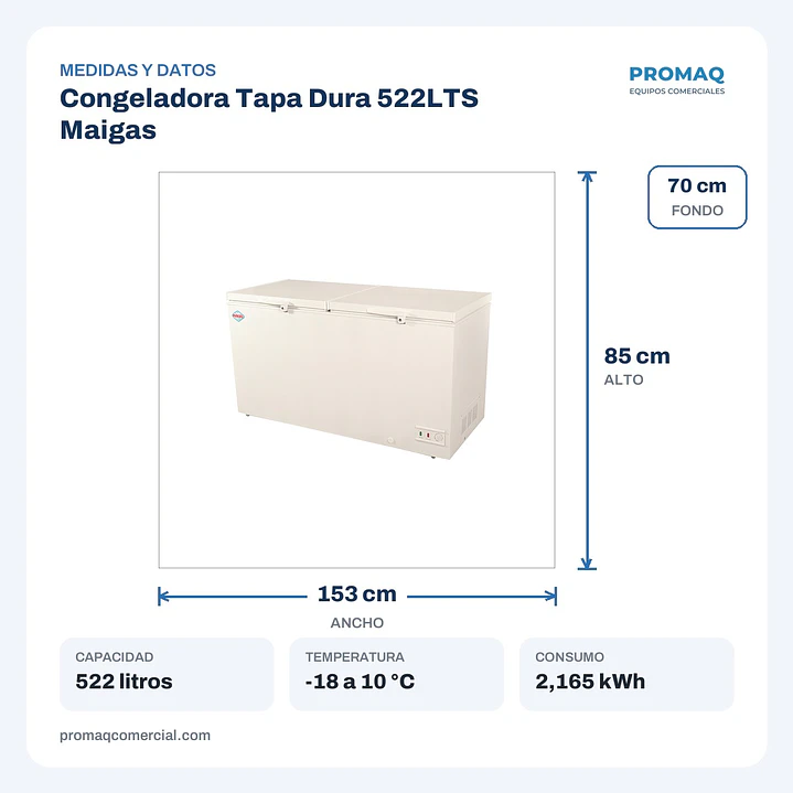 Congeladora Tapa Dura 522LTS Maigas 2