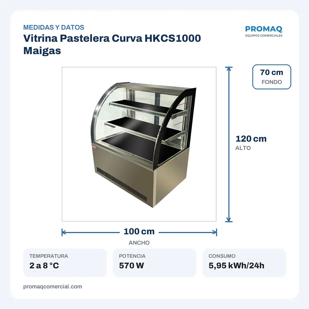 Vitrina Pastelera Curva HKCS1000 Maigas 2