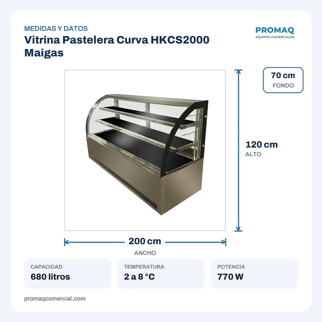 Vitrina Pastelera Curva HKCS2000 Maigas 2