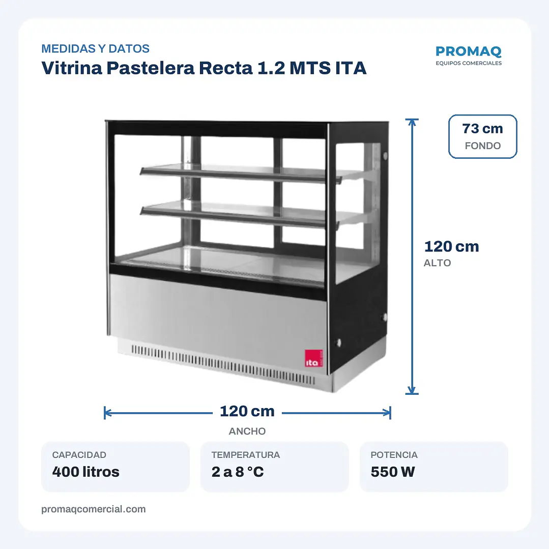 Vitrina Pastelera Recta 1.2 MTS ITA 2