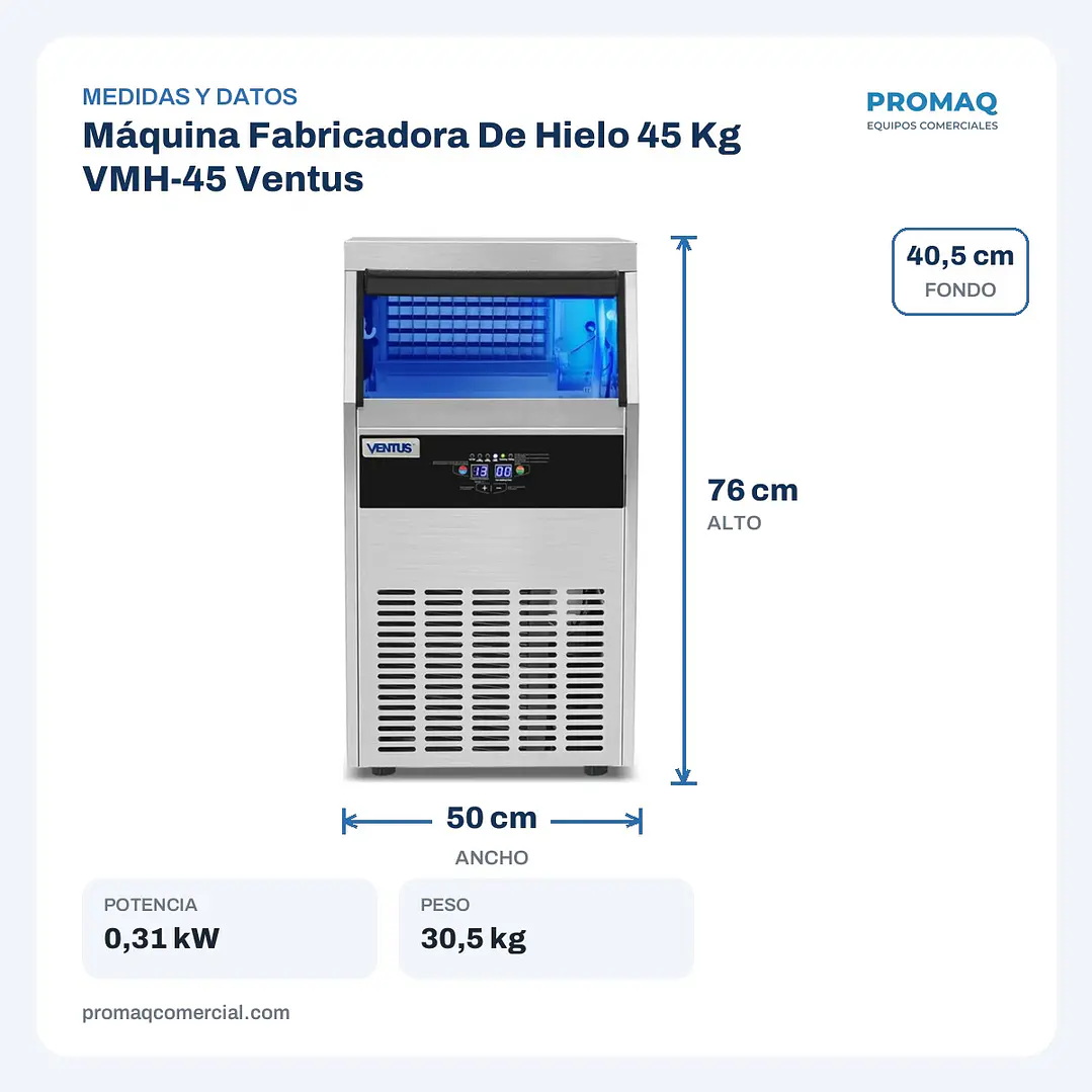 Máquina Fabricadora De Hielo 45 Kg VMH-45 Ventus 2