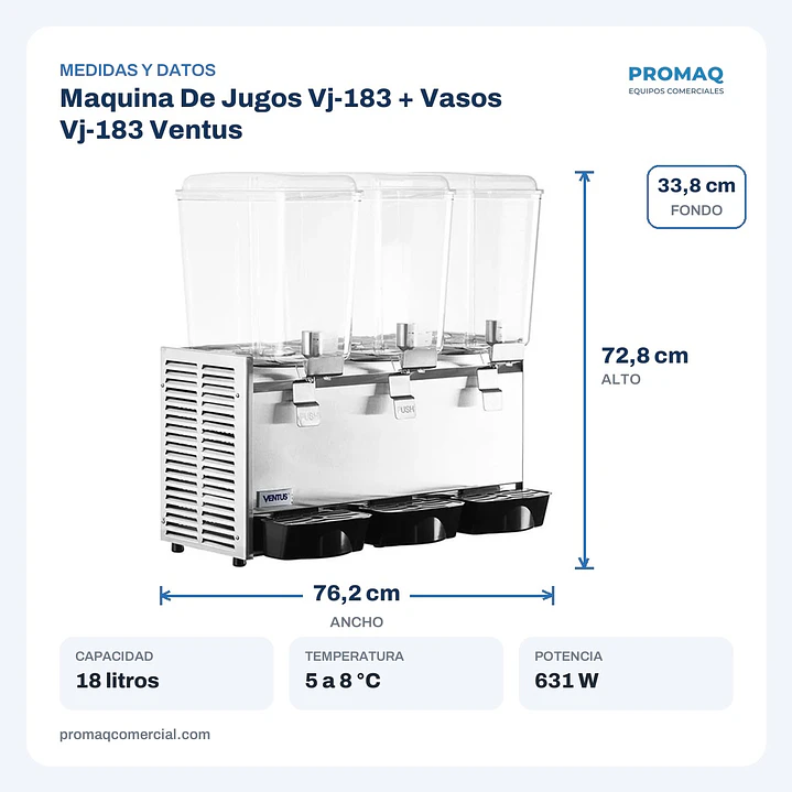 Maquina De Jugos Vj-183 + Vasos Vj-183 Ventus 2