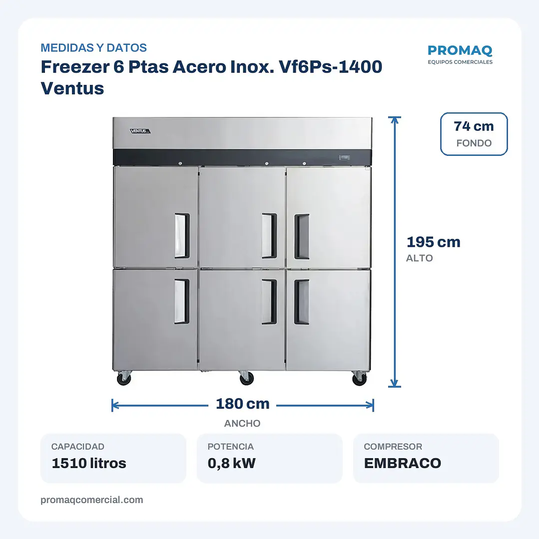 Freezer 6 Ptas Acero Inox. Vf6Ps-1400 Ventus 2