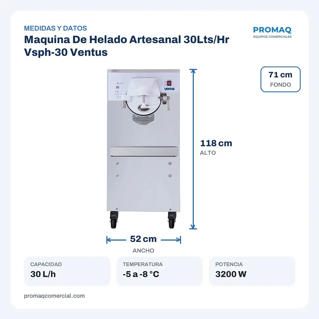 Maquina De Helado Artesanal 30Lts/Hr Vsph-30 Ventus  2