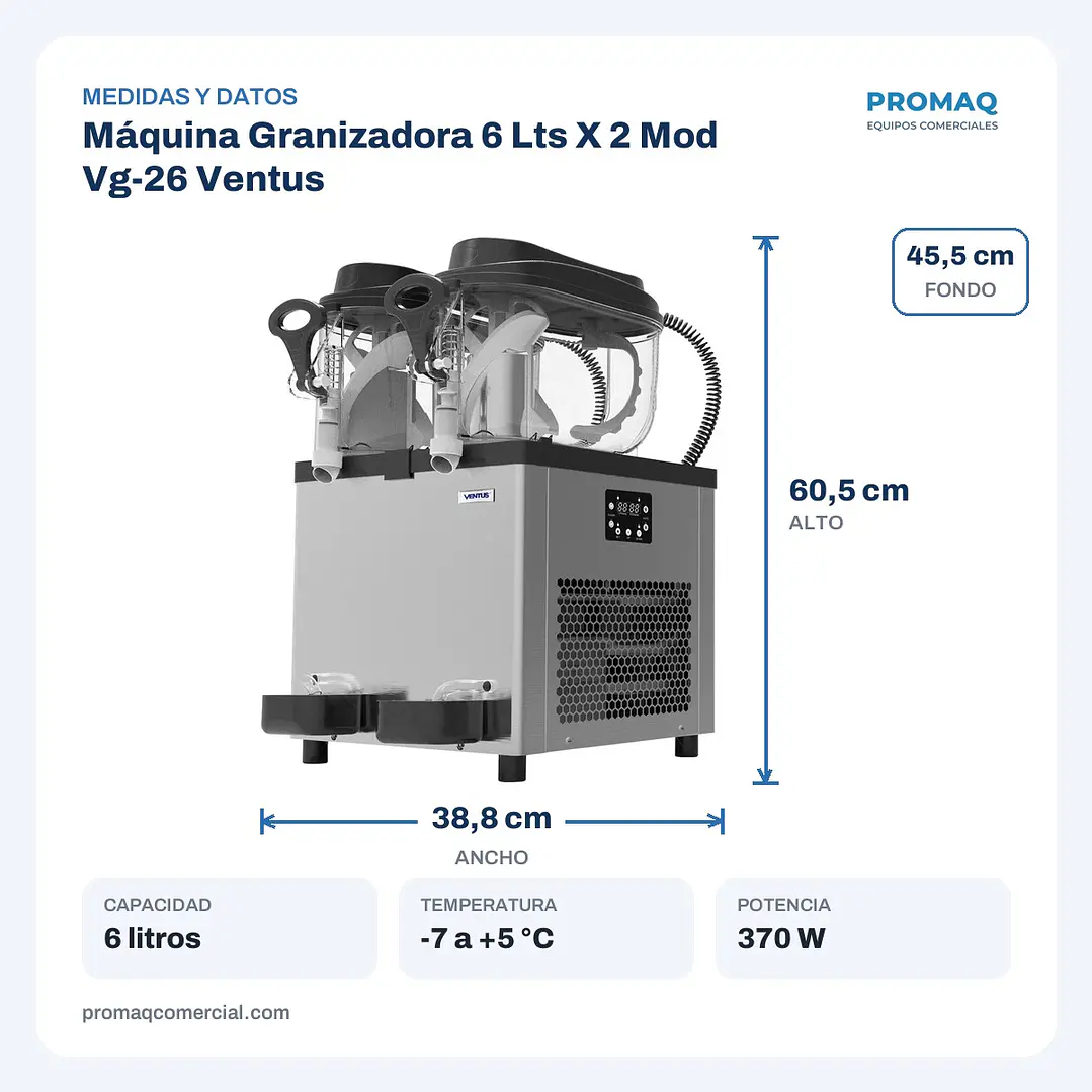 Máquina Granizadora 6 Lts X 2 Mod Vg-26 Ventus 2