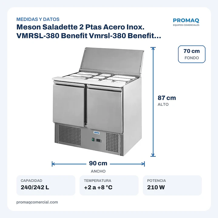 Meson Saladette 2 Ptas Acero Inox. VMRSL-380 Benefit Vmrsl-380 Benefit Ventus 2