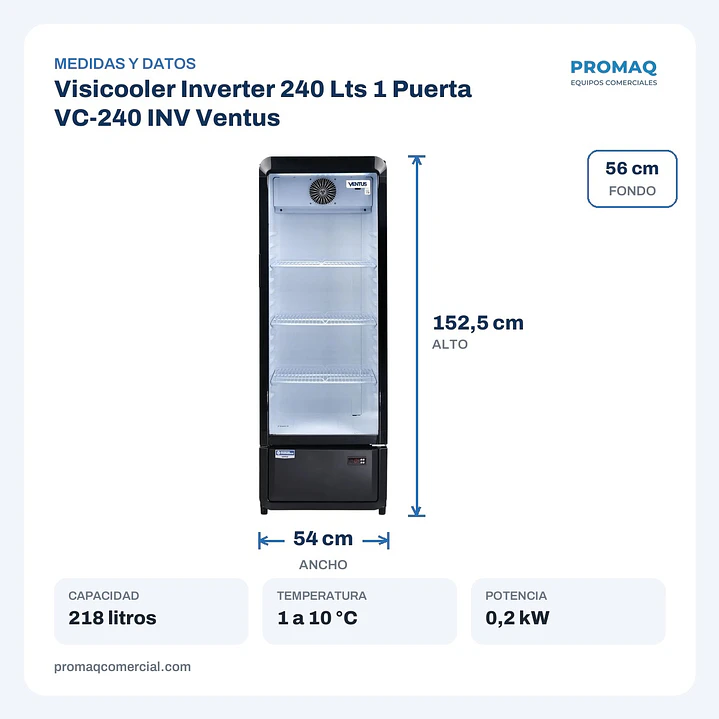 Visicooler Inverter 240 Lts 1 Puerta VC-240 INV Ventus 2
