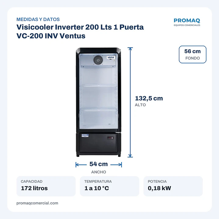Visicooler Inverter 200 Lts 1 Puerta VC-200 INV Ventus 2
