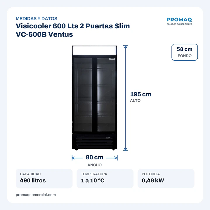 Visicooler 600 Lts 2 Puertas Slim VC-600B Ventus 2