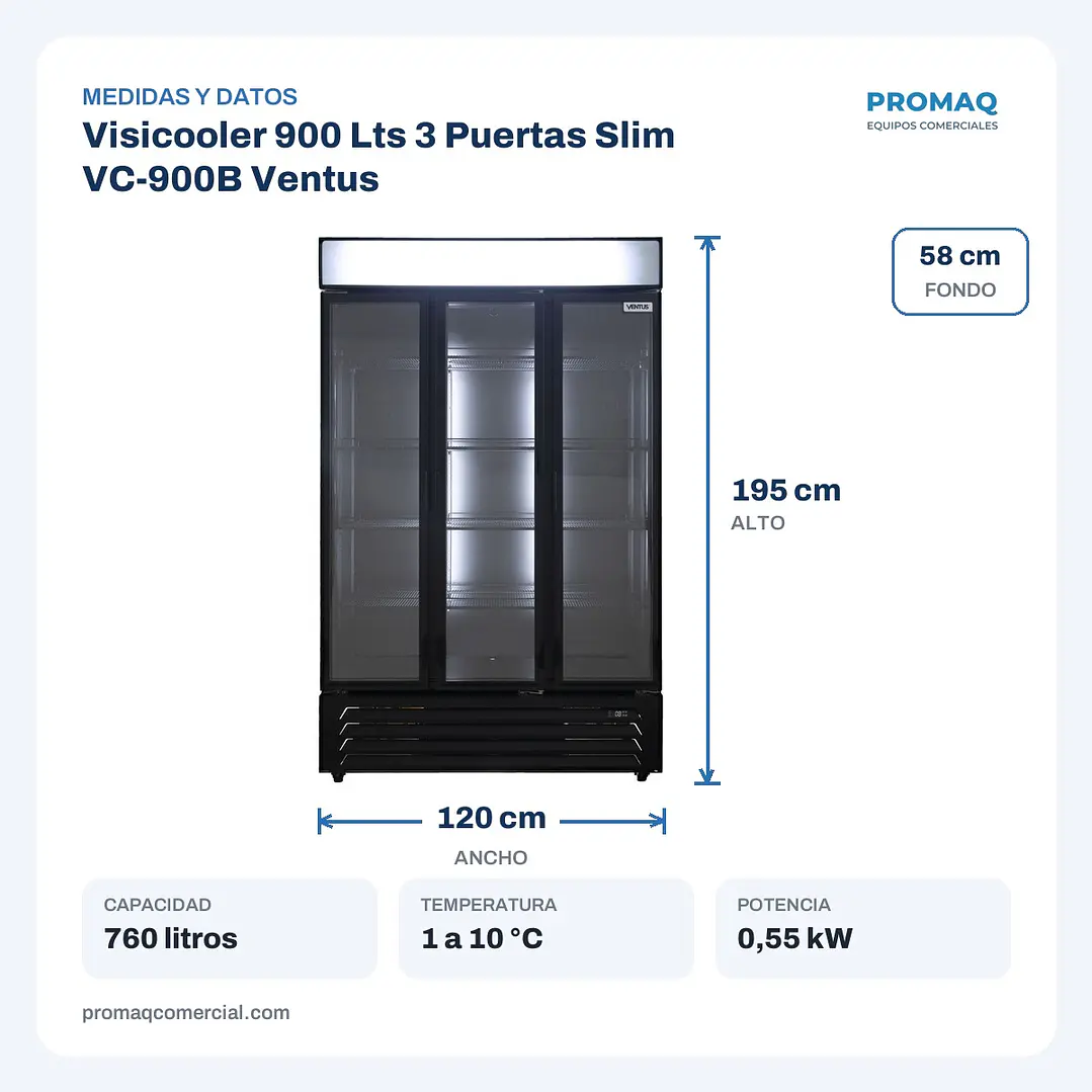 Visicooler 900 Lts 3 Puertas Slim VC-900B Ventus 2