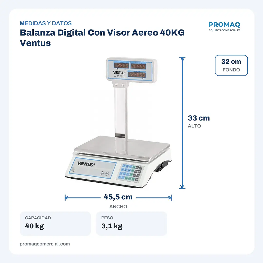 Balanza Digital Con Visor Aereo 40KG Ventus 2