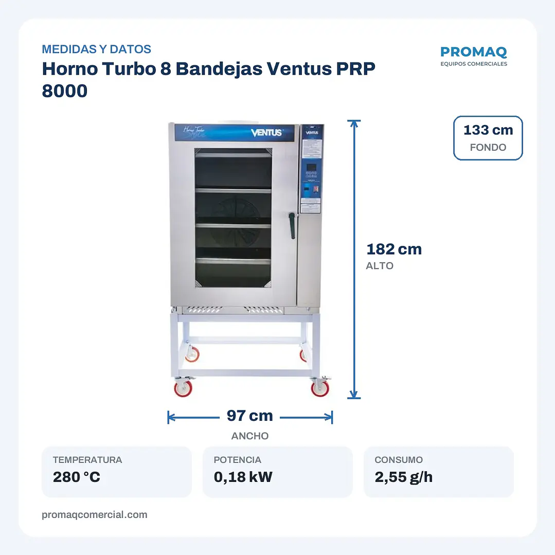 Horno Turbo 8 Bandejas Ventus PRP 8000 2