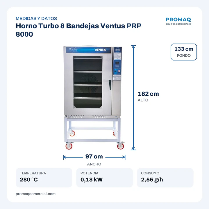 Horno Turbo 8 Bandejas Ventus PRP 8000 2