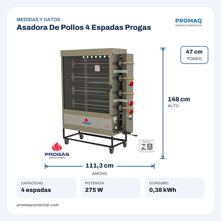 Asadora De Pollos 4 Espadas Progas 2