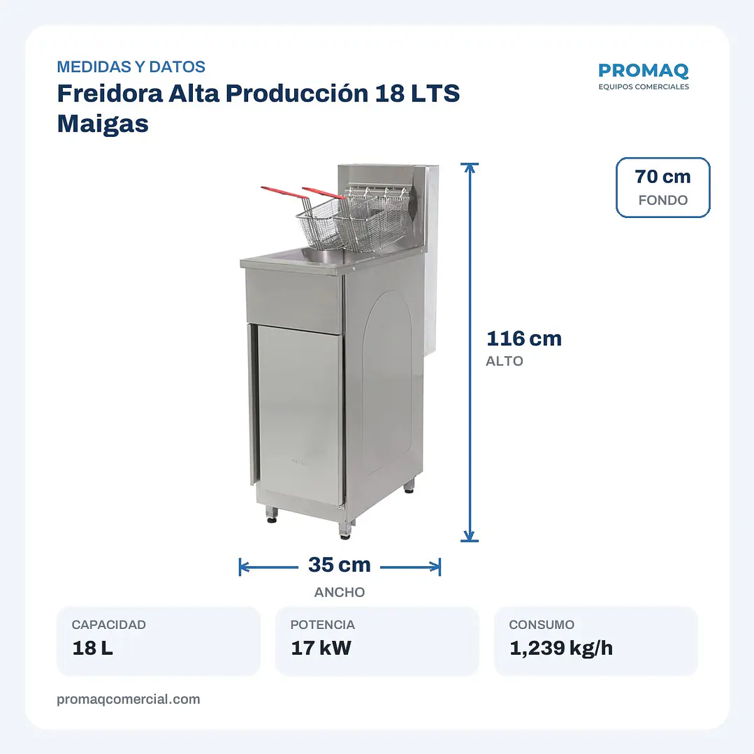 Freidora Alta Producción 18 LTS Maigas 2