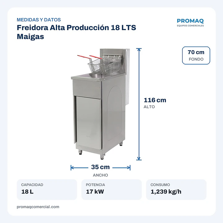Freidora Alta Producción 18 LTS Maigas 2