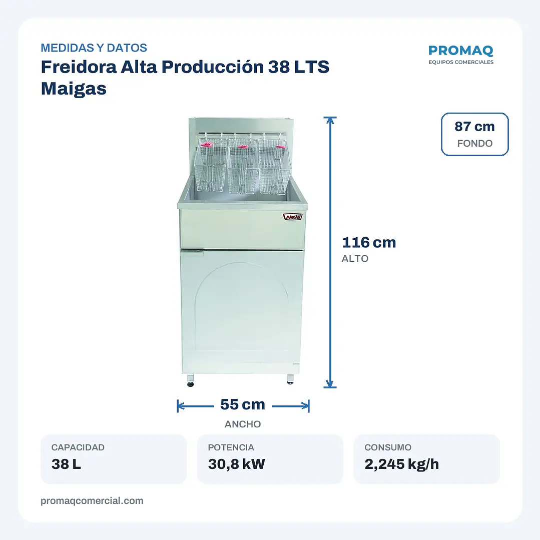 Freidora Alta Producción 38 LTS Maigas 2