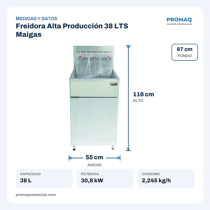 Freidora Alta Producción 38 LTS Maigas 2