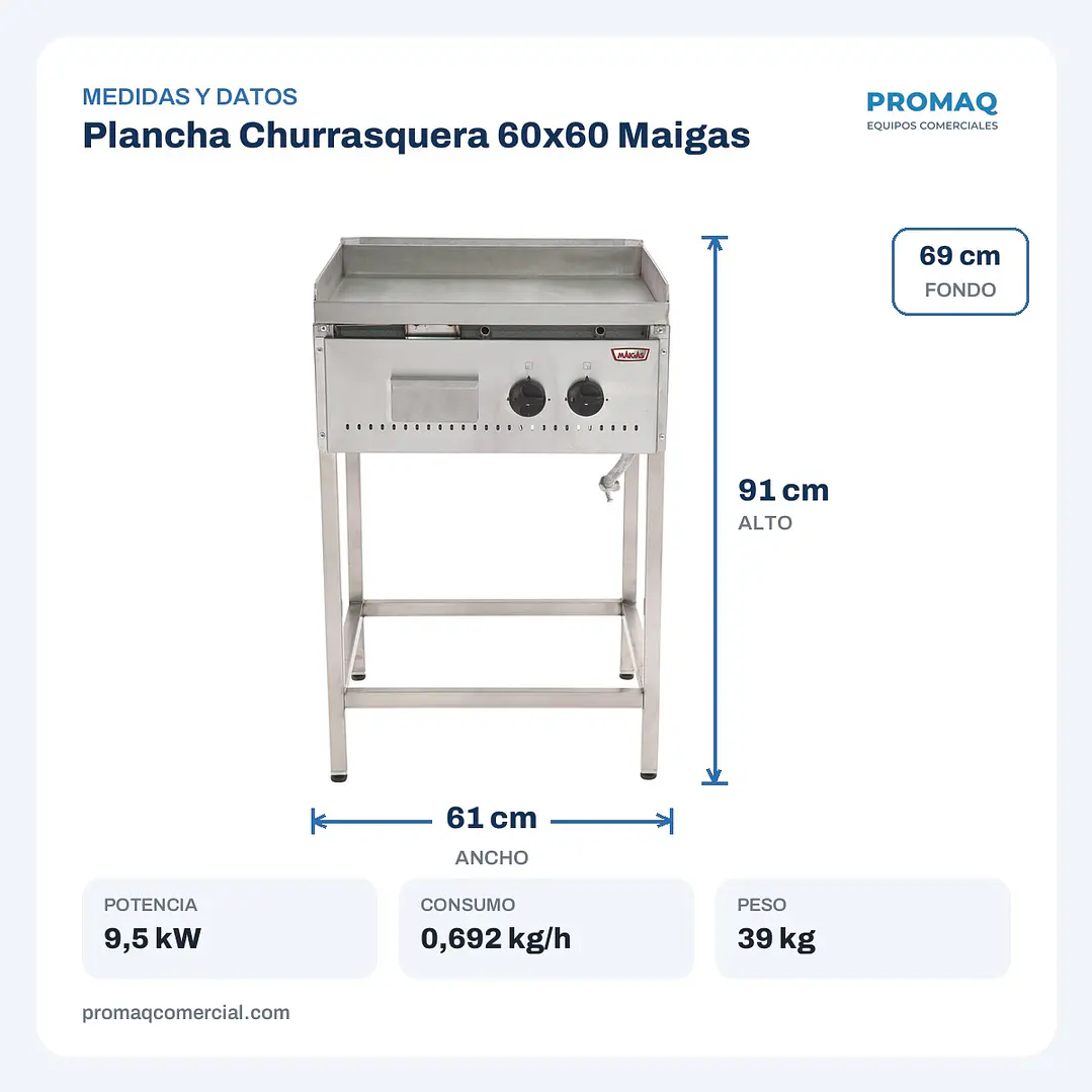 Plancha Churrasquera 60x60 Maigas 2