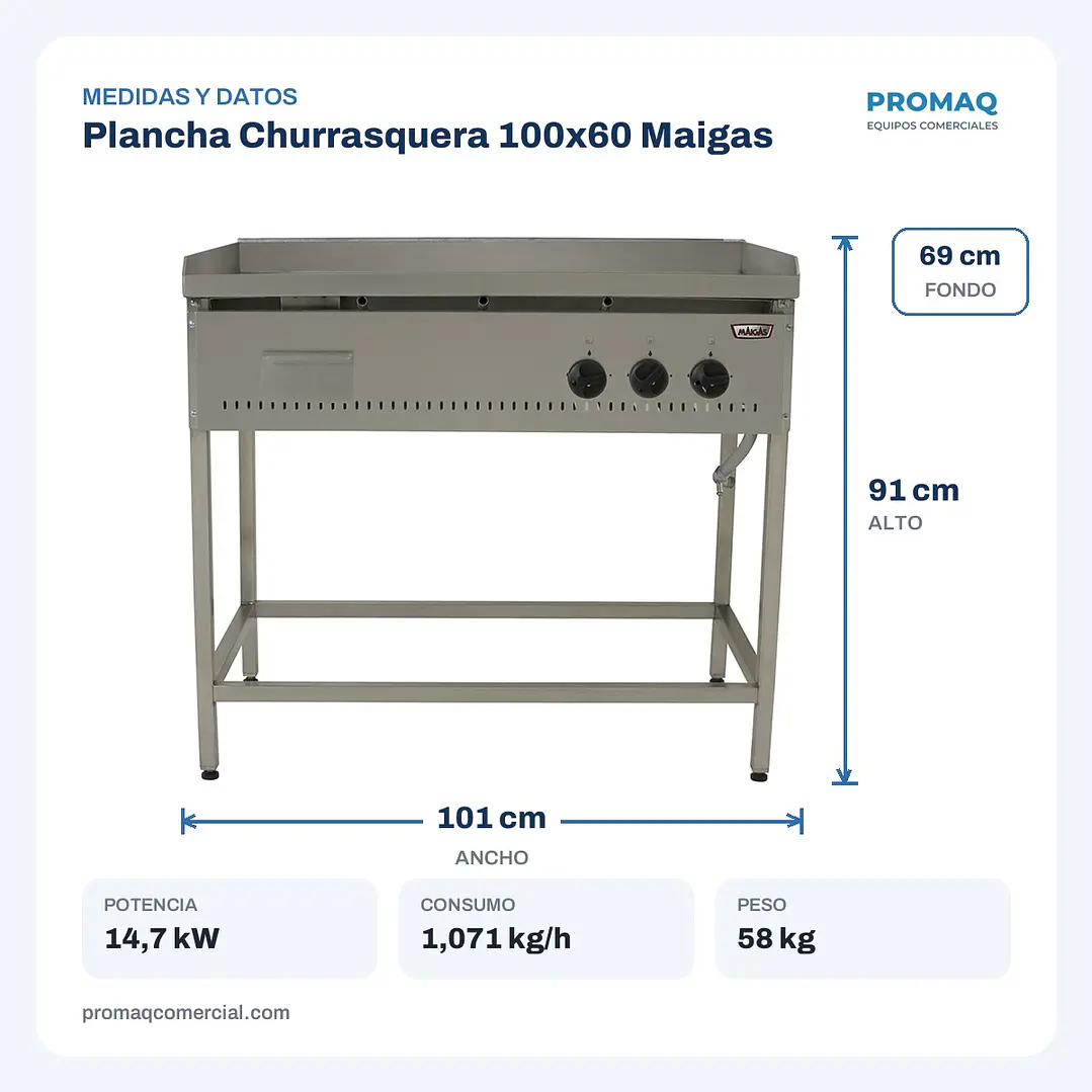 Plancha Churrasquera 100x60 Maigas 2