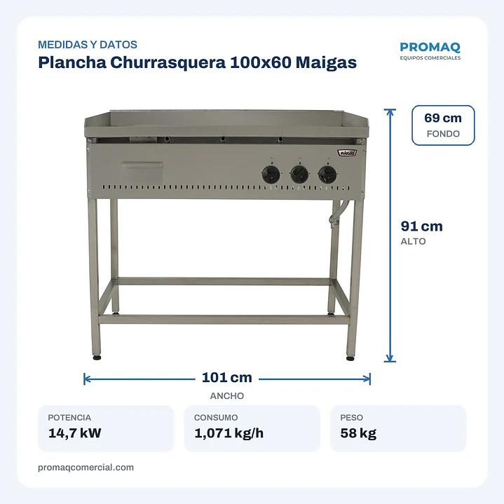Plancha Churrasquera 100x60 Maigas 2