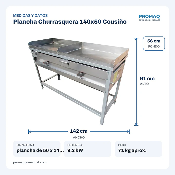 Plancha Churrasquera 140x50 Cousiño 2
