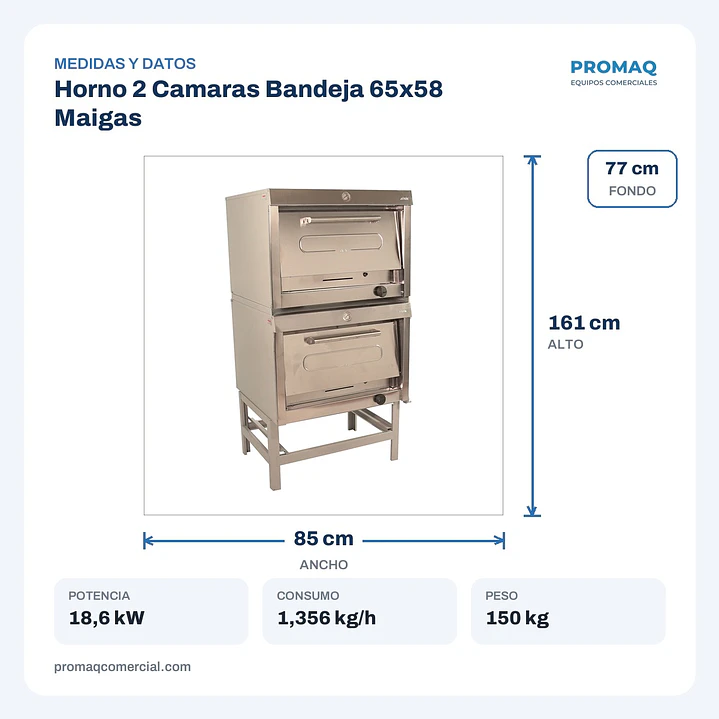 Horno 2 Camaras Bandeja 65x58 Maigas 2